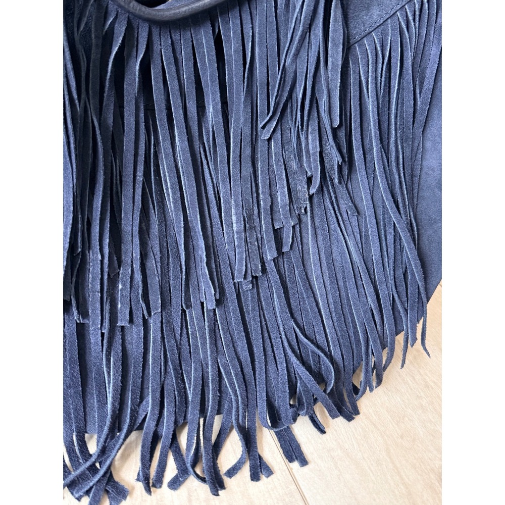Vilenca Holland Dark Navy Suede Fringe Hobo Bag Boho Festival Western NWOT - Picture 4 of 8
